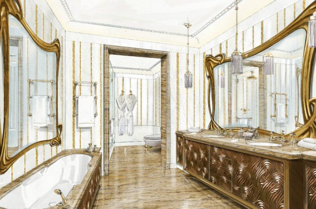 Illustration salle de bain - Suite Palace Paris - concept PINTO Paris