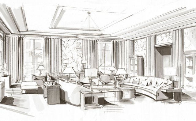 Croquis Salon - résidence privée Doha